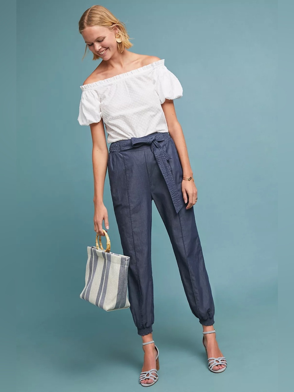Anthropologie Chambray Globetrotter Joggers